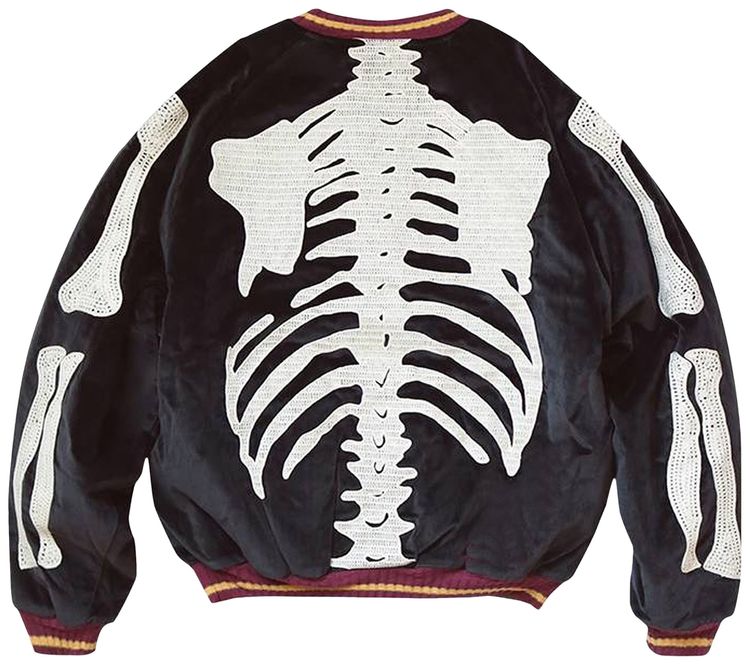 Kapital Velveteen Bone Embroidery Souvenir Jacket Black