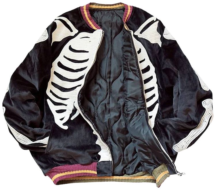 Kapital Velveteen Bone Embroidery Souvenir Jacket Black