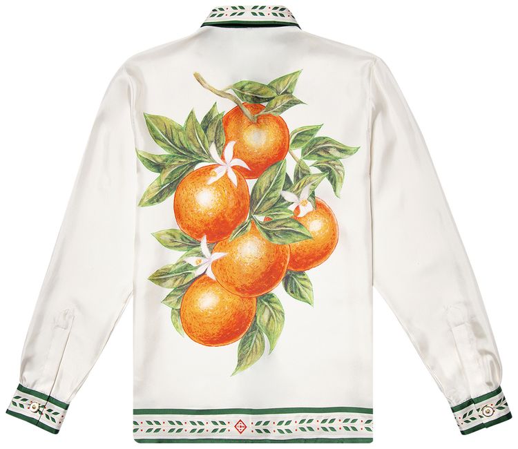 Casablanca La Fleur De LOranger Printed Long Sleeve Silk Shirt Multicolor