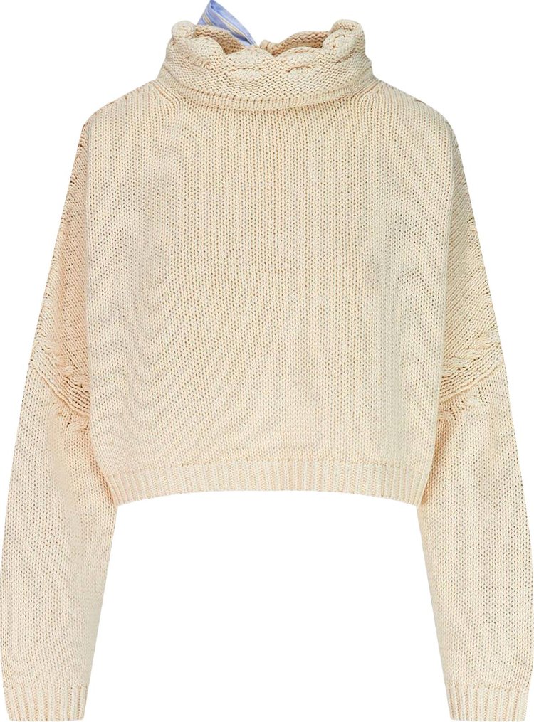 JW Anderson Cropped Jumper With Fabric Ties Off White