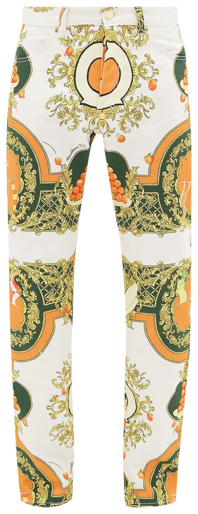 Casablanca Orange Etor Printed Denim Orange Ivory