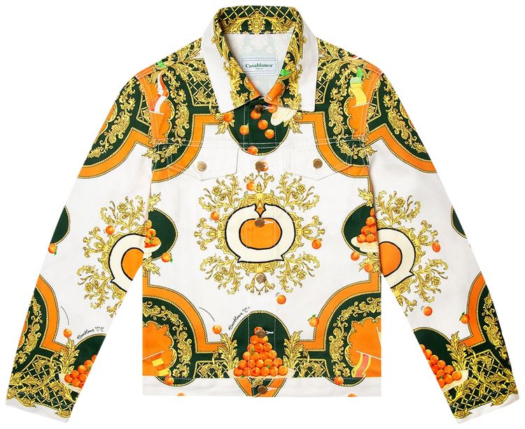 Casablanca Printed Denim Jacket Orange Ivory