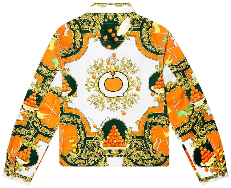Casablanca Printed Denim Jacket Orange Ivory