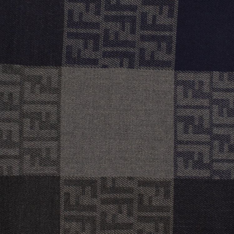 Fendi Jacquard Logo Zucca Pattern Shawl GreyBlue