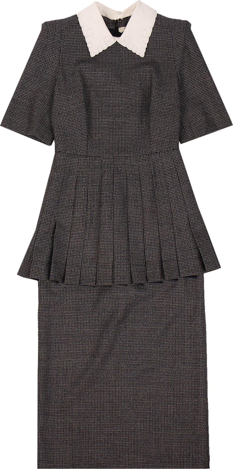 Fendi Micro Check Pleated Midi Dress 'Grey'