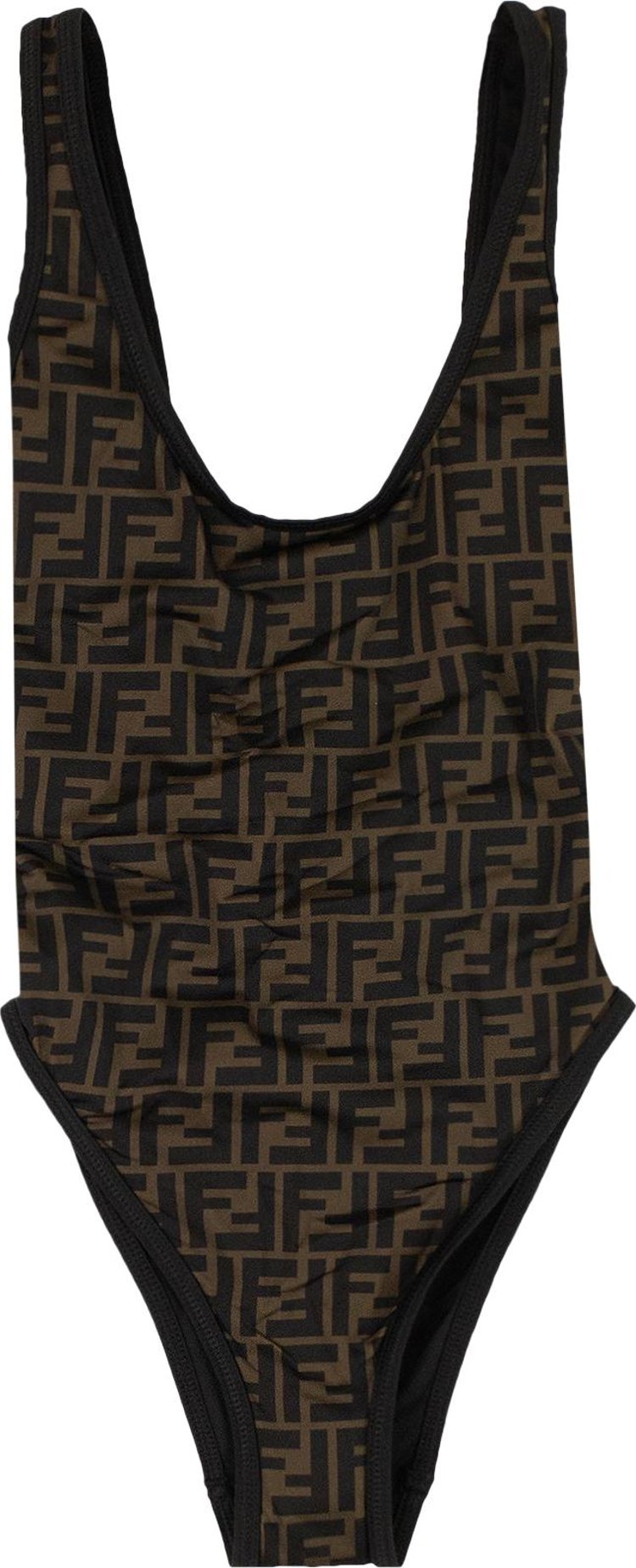 Fendi FF Logo One-Piece Swimsuit 'Black/Tobacco'