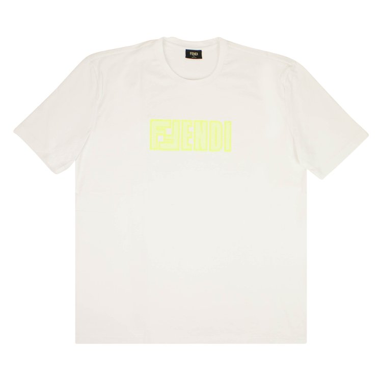 Fendi FF Short Sleeve T-Shirt 'White/Fluo Yellow'