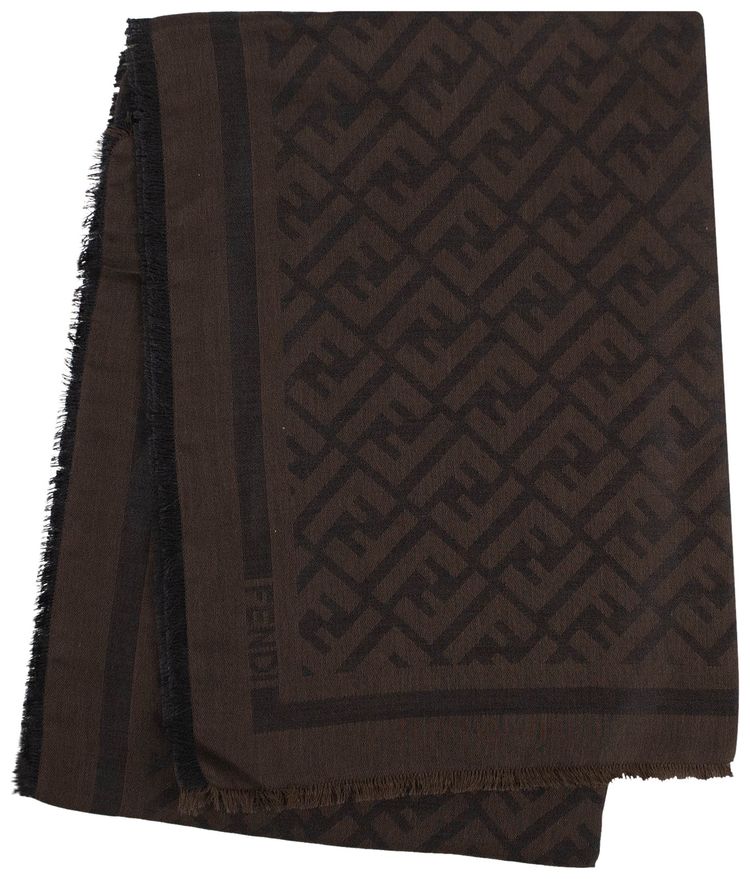 Fendi Woven FF Fringed Kefiah Scarf Brown