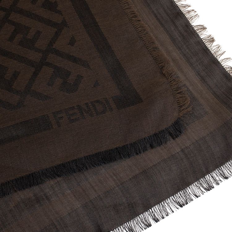 Fendi Woven FF Fringed Kefiah Scarf Brown
