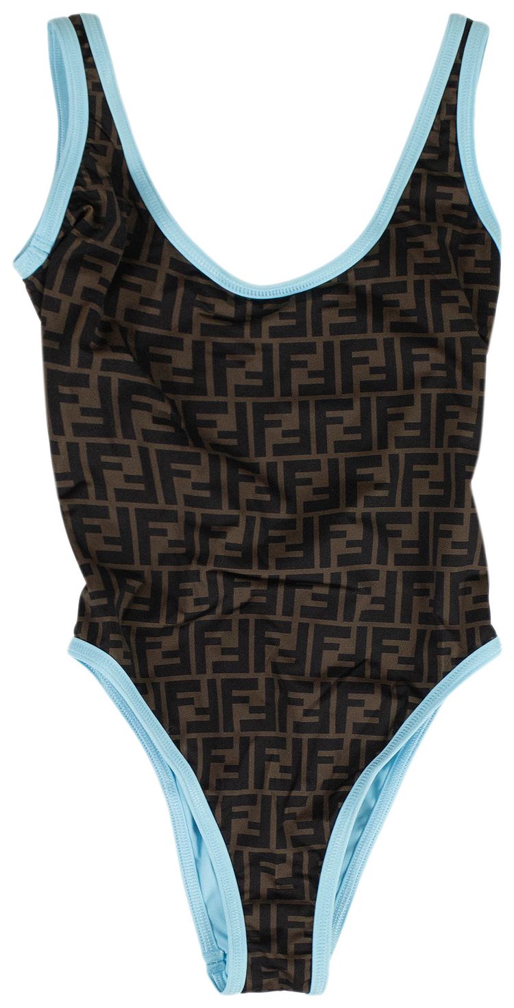 Fendi FF Motif One Piece Swimsuit BrownBlue