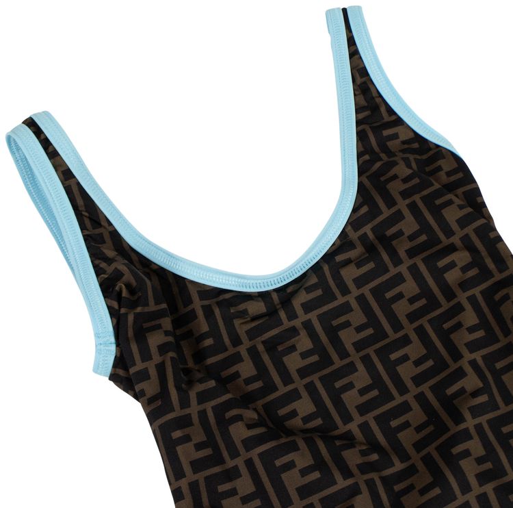 Fendi FF Motif One Piece Swimsuit BrownBlue