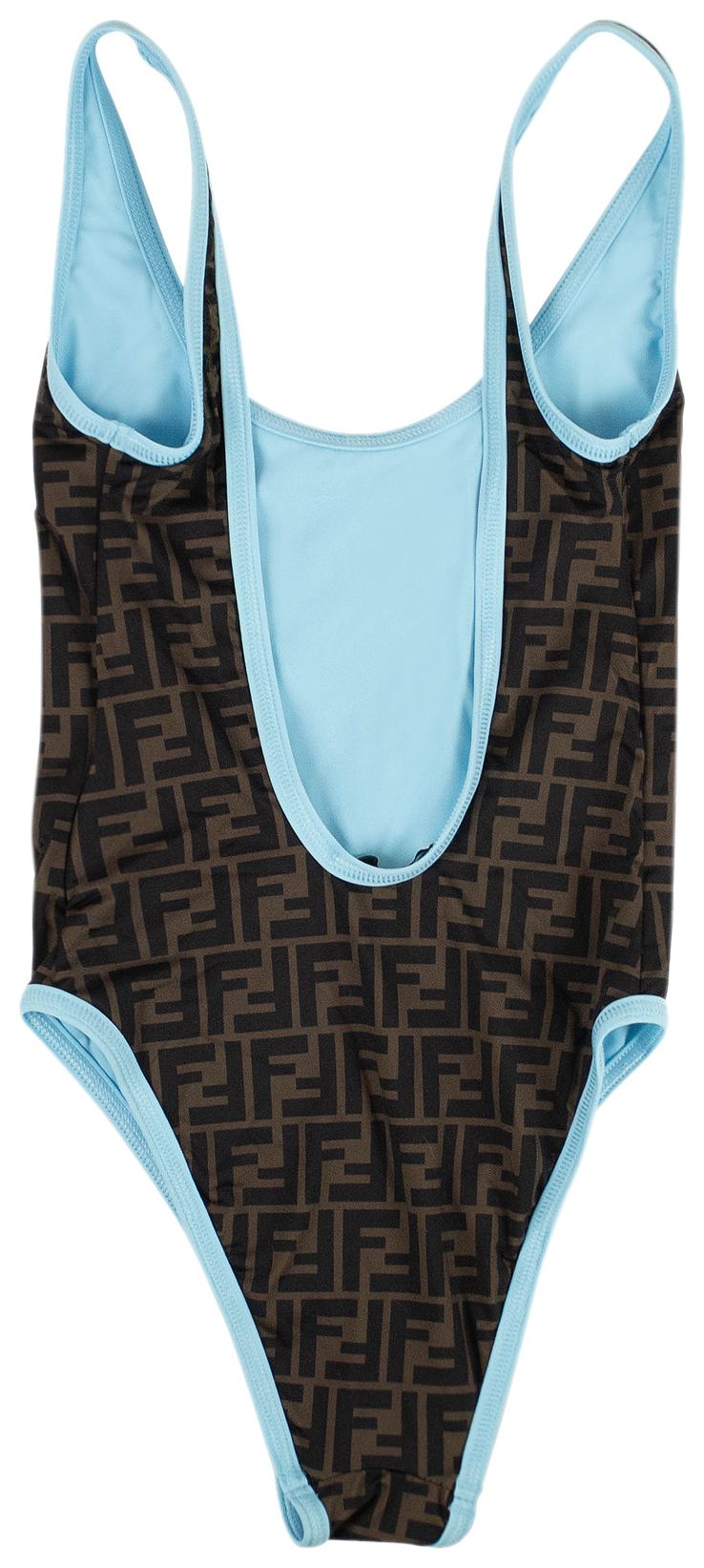 Fendi FF Motif One Piece Swimsuit BrownBlue