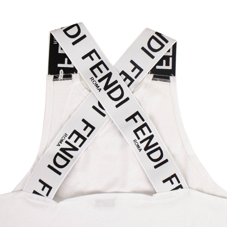 Fendi Logo Strap Tank Top White