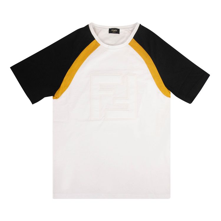 Fendi FF Logo Short Sleeve Raglan T Shirt WhiteBlack