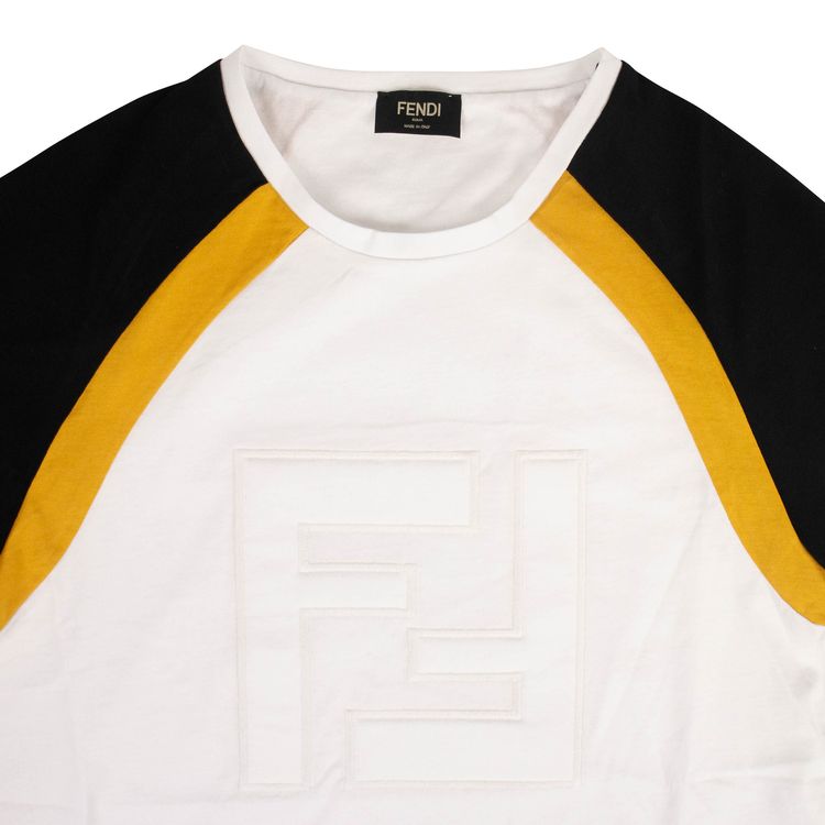 Fendi FF Logo Short Sleeve Raglan T Shirt WhiteBlack