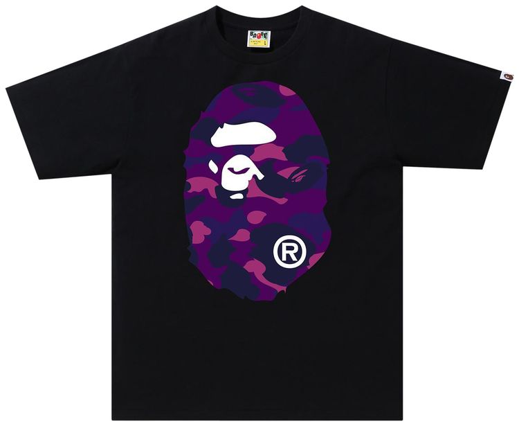 BAPE Color Camo Big Ape Head Tee BlackPurple