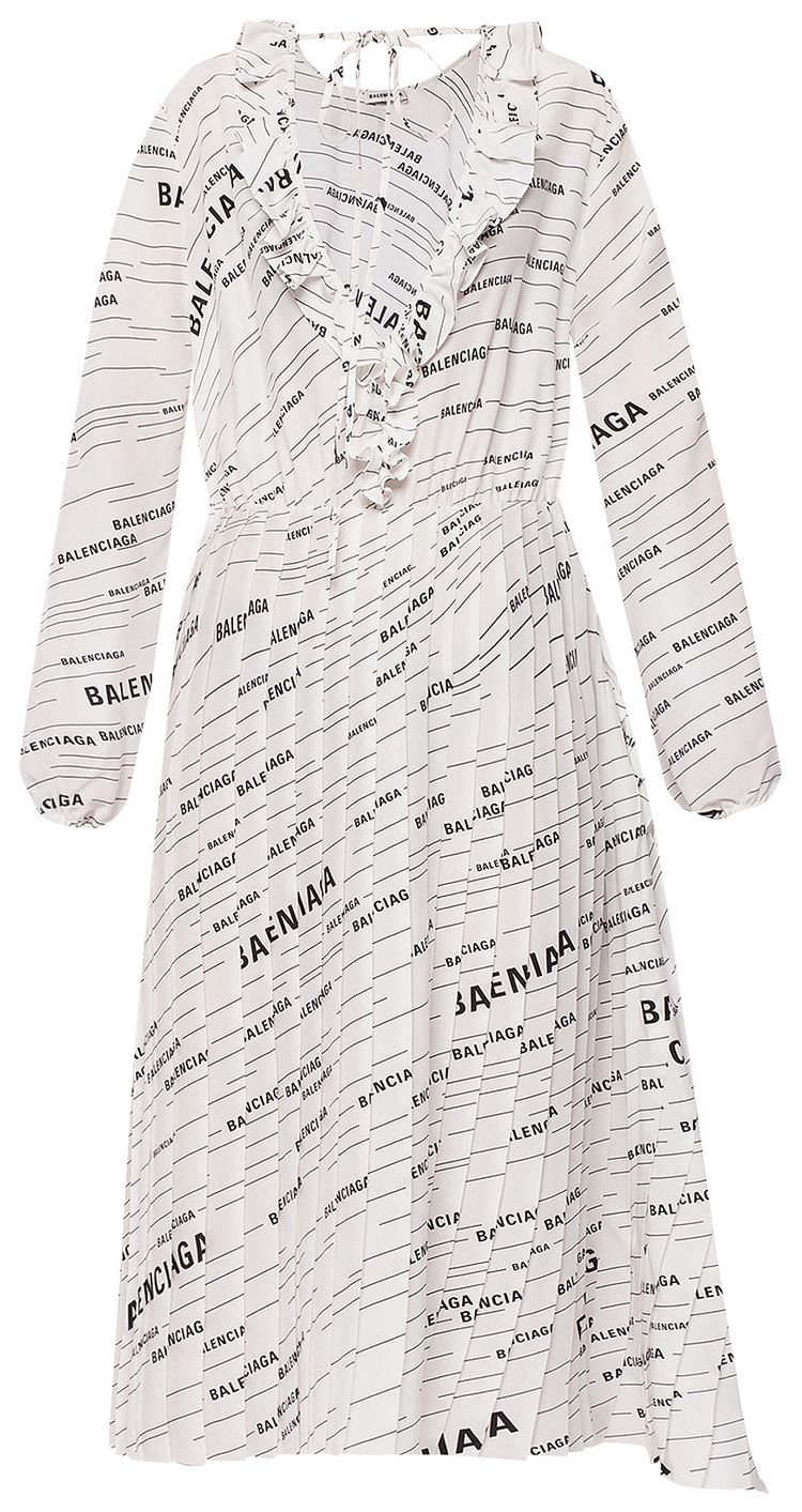 Balenciaga Logo Print Dress White
