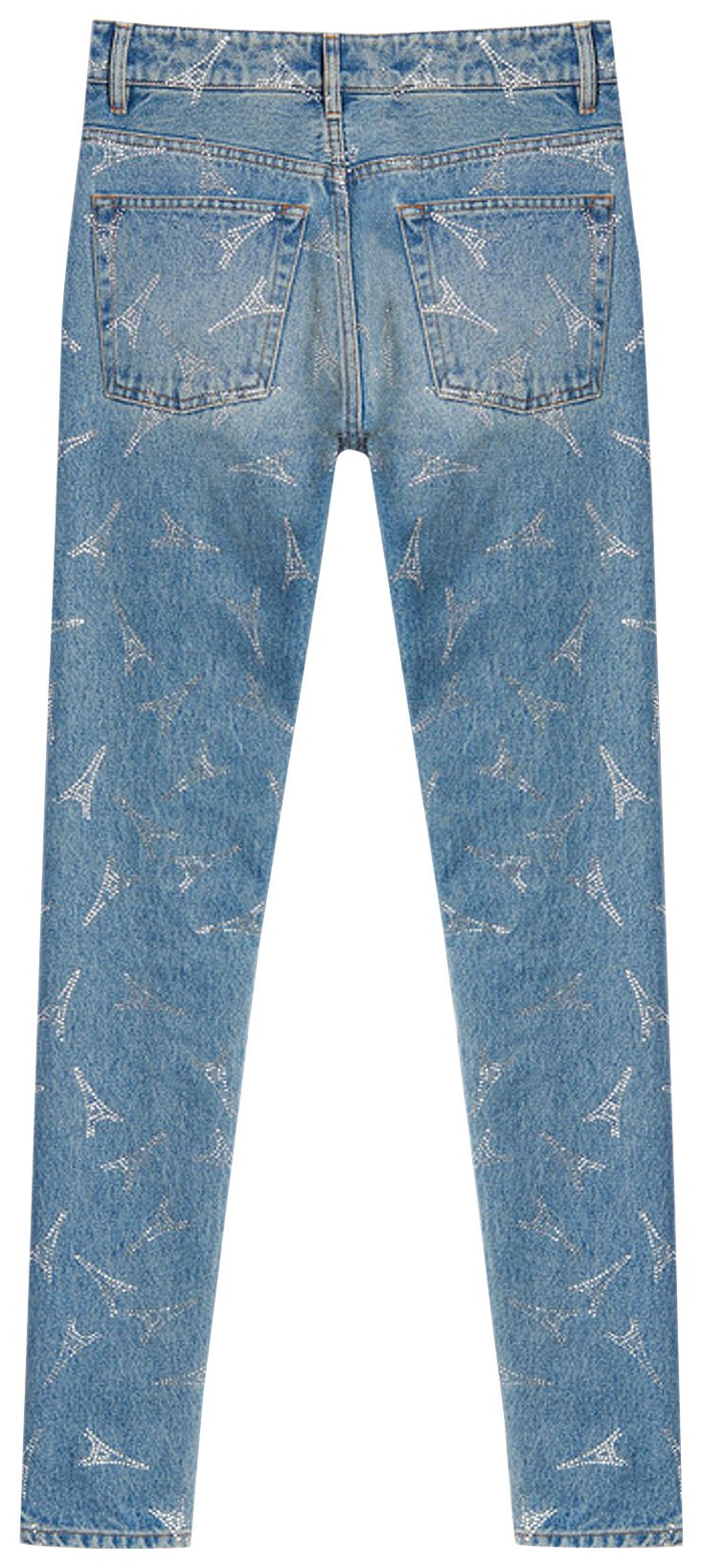 Balenciaga Eiffel Tower V Neck Jeans Blue