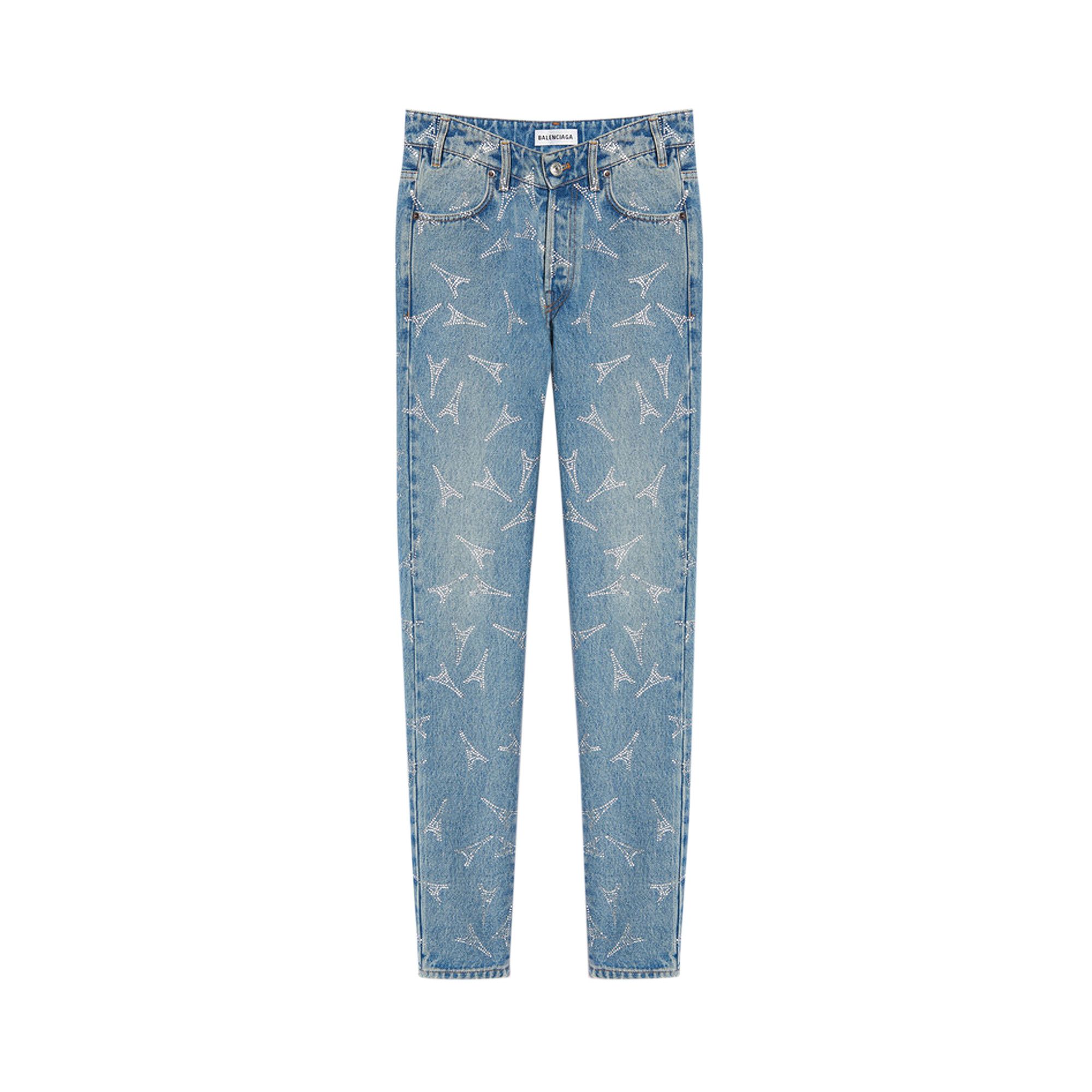 Buy Balenciaga Eiffel Tower V Neck Jeans Blue 571566 TEW19 4009 GOAT