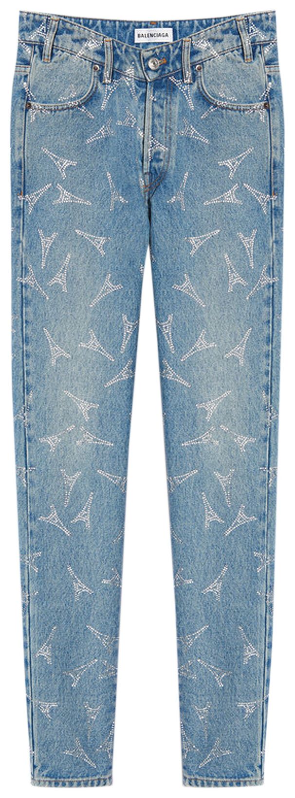 Balenciaga Eiffel Tower V Neck Jeans Blue