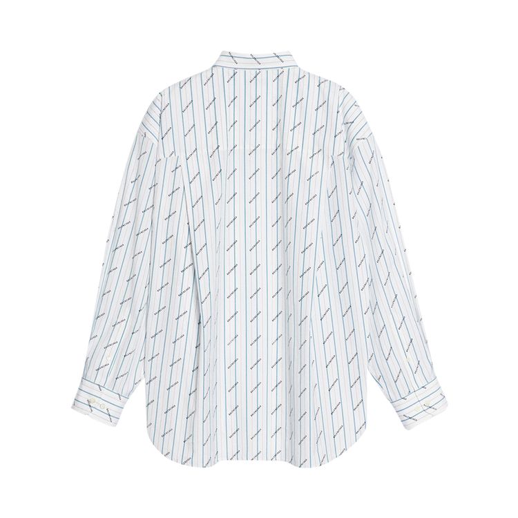 Balenciaga Striped Logo Button Down Shirt White