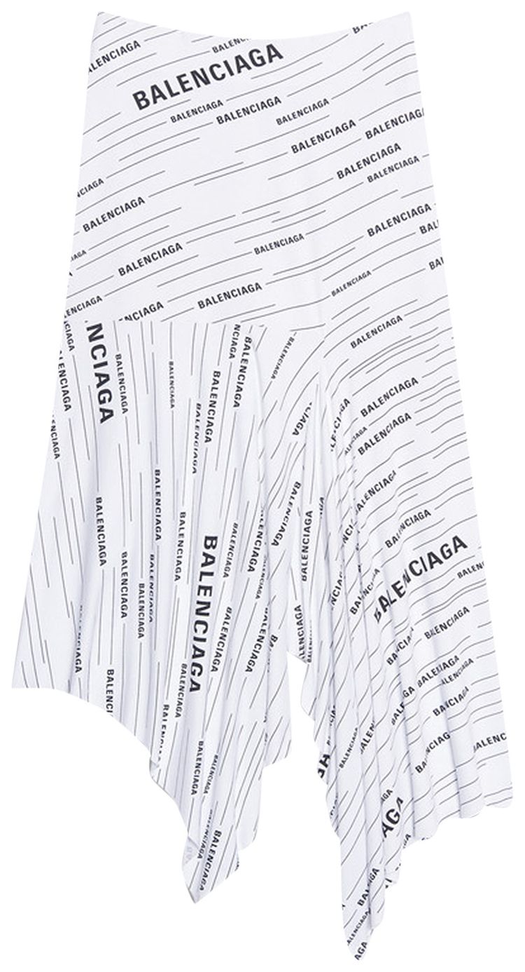 Balenciaga Ruffle Logo Midi Skirt White