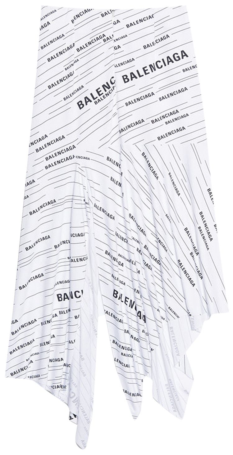 Balenciaga Ruffle Logo Midi Skirt White