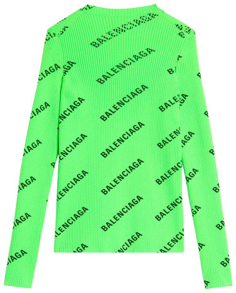Balenciaga All Over Logo Crewneck Sweater Electric Green