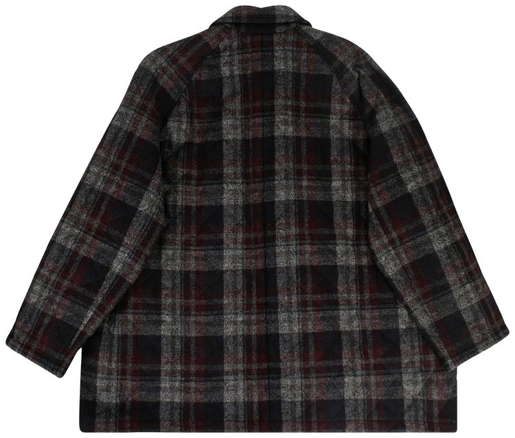 Balenciaga Plaid Quilted Oversized Jacket Grey