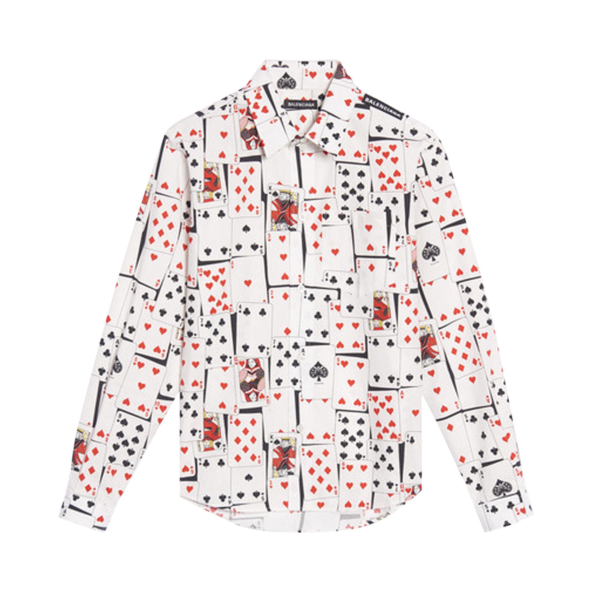 Buy Balenciaga Playing Card Print Shrunken Button Down Shirt White 571431 TEL46 9065 GOAT