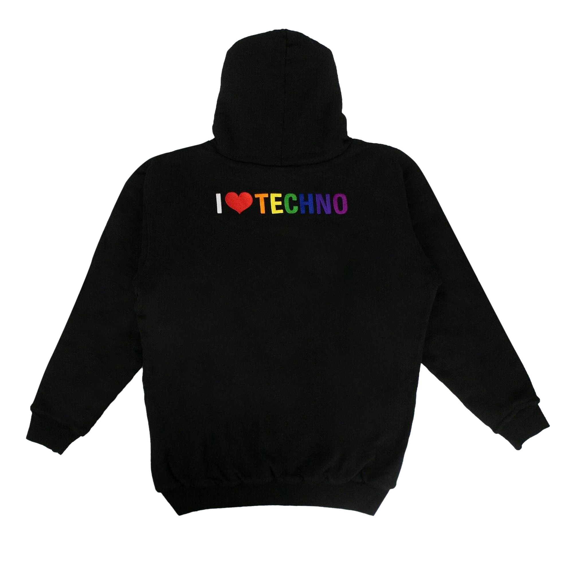 Buy Balenciaga I Love Techno Hooded Sweatshirt 'Black' - 556086