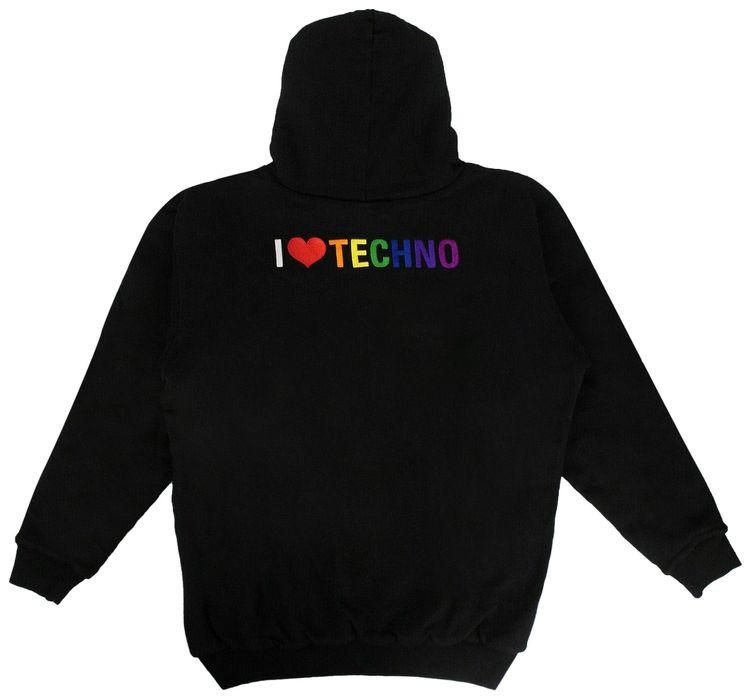 Balenciaga I Love Techno Hooded Sweatshirt Black