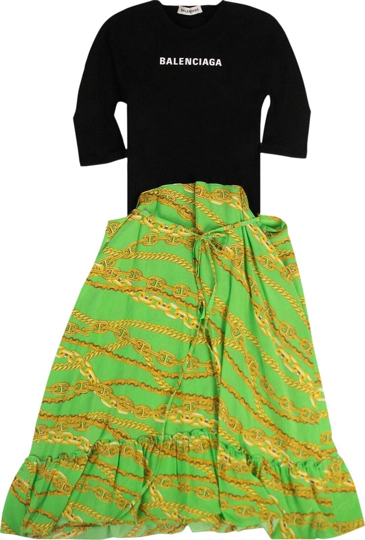 Balenciaga Chain Print Dress 'Green/Black'