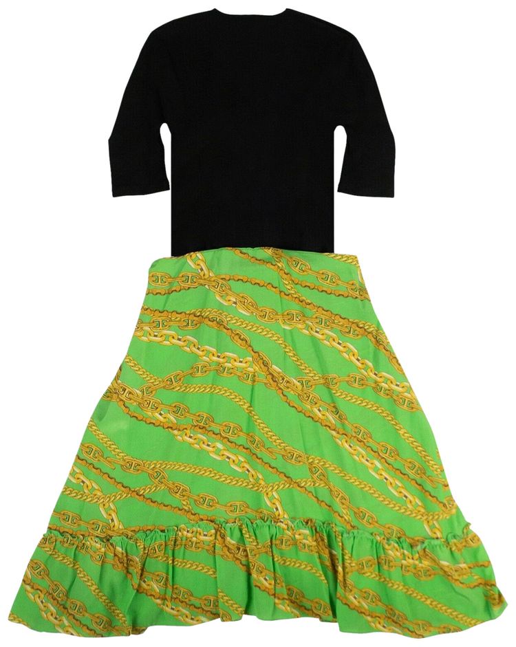 Balenciaga Chain Print Dress GreenBlack
