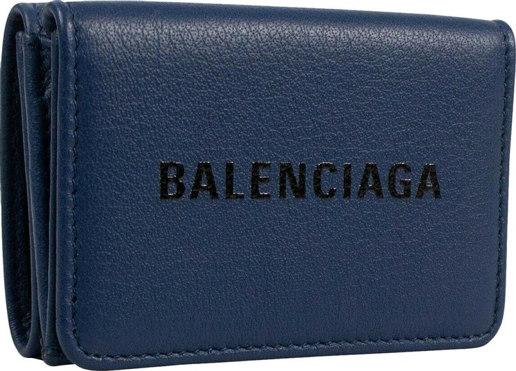 Balenciaga Pebbled Monogram Wallet 'Blue'