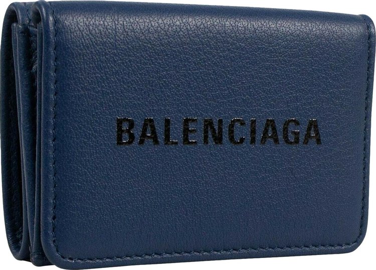 Balenciaga Pebbled Monogram Wallet Blue