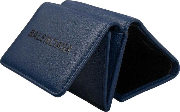 Balenciaga Pebbled Monogram Wallet Blue