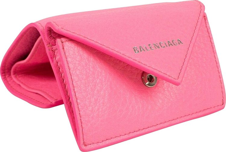 Balenciaga Logo Tri Fold Wallet Pink