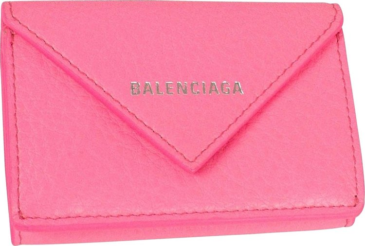 Balenciaga Logo Tri Fold Wallet Pink