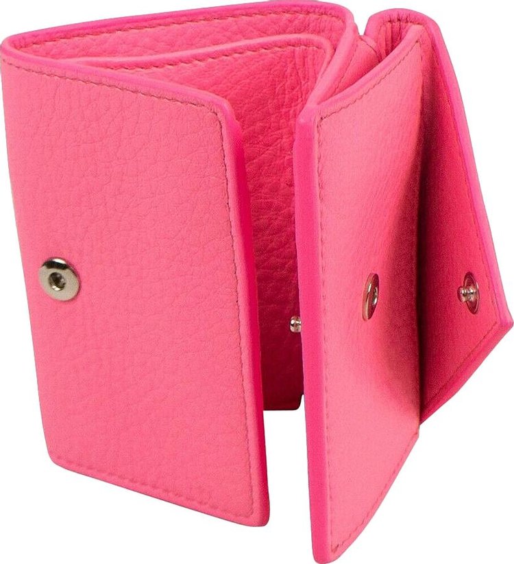 Balenciaga Logo Tri Fold Wallet Pink