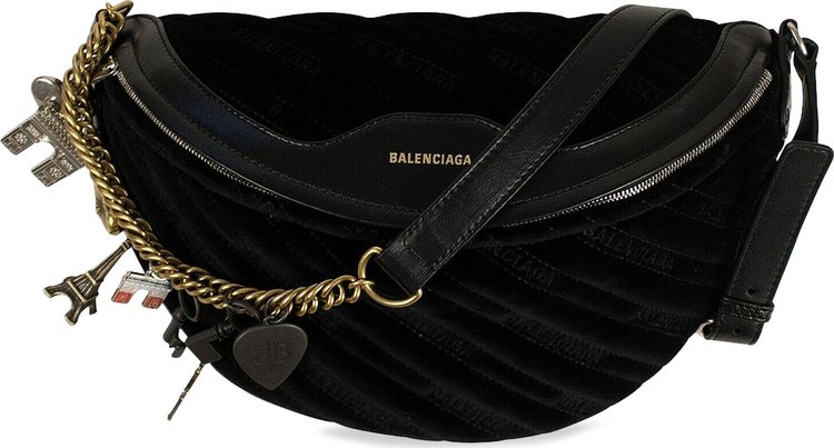 Balenciaga Velour Charmed Souvenir Belt Bag 'Black'