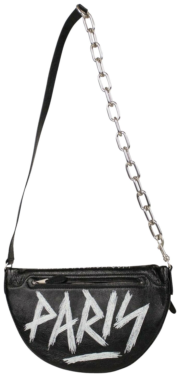 Balenciaga Pebbled Monogram Souvenir Bag Black