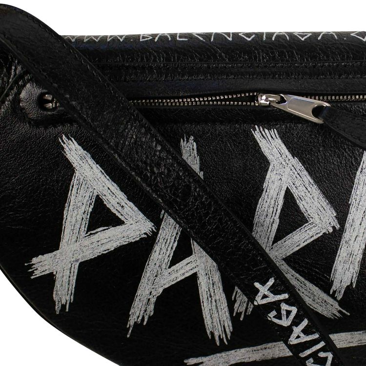 Balenciaga Pebbled Monogram Souvenir Bag Black