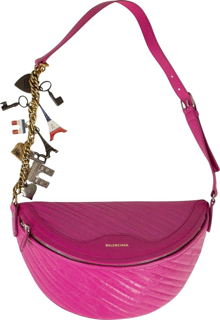 Balenciaga Logo Embossed Charmed Souvenir Belt Bag 'Pink'