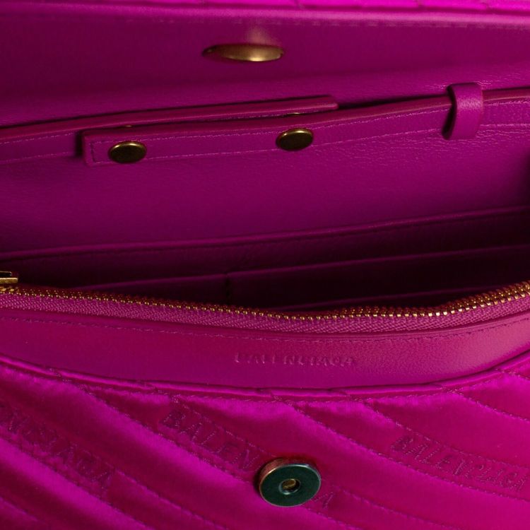 Balenciaga Quilted Logo Crossbody Bag Fuchsia