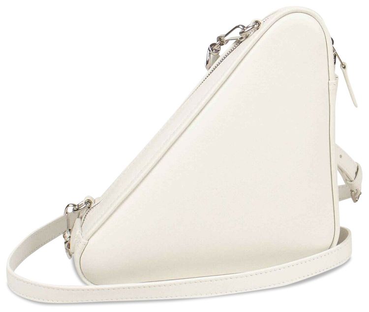 Balenciaga Pebbled Geometric Shoulder Bag White
