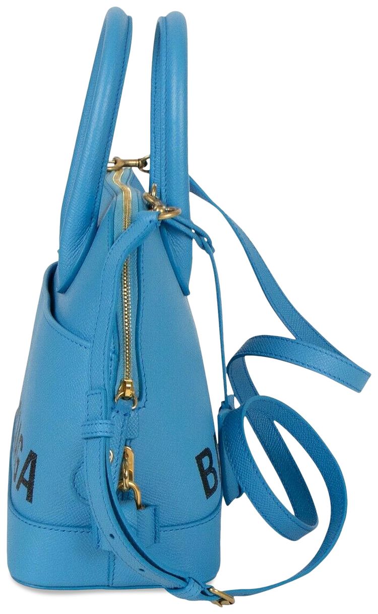 Balenciaga Logo Ville Top Handle Shoulder Bag Blue