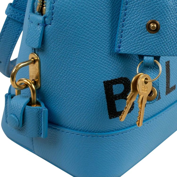 Balenciaga Logo Ville Top Handle Shoulder Bag Blue