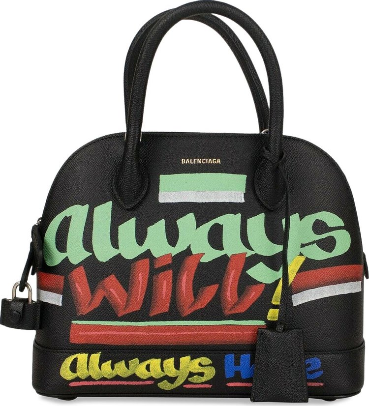 Balenciaga Graffiti Ville Top Handle Shoulder Bag Black