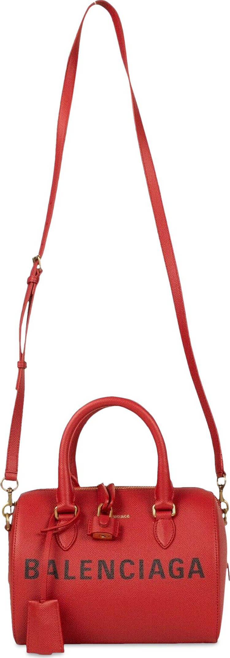 Balenciaga Pebbled Logo Boston Shoulder Bag 'Red'